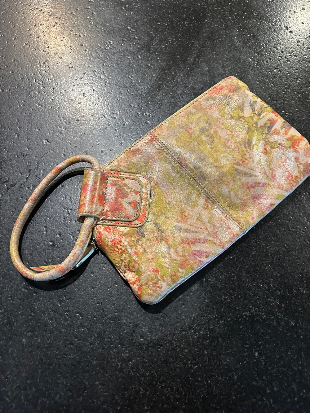 HOBO Floral Multicolor Wristlet in Green and Pink Tones